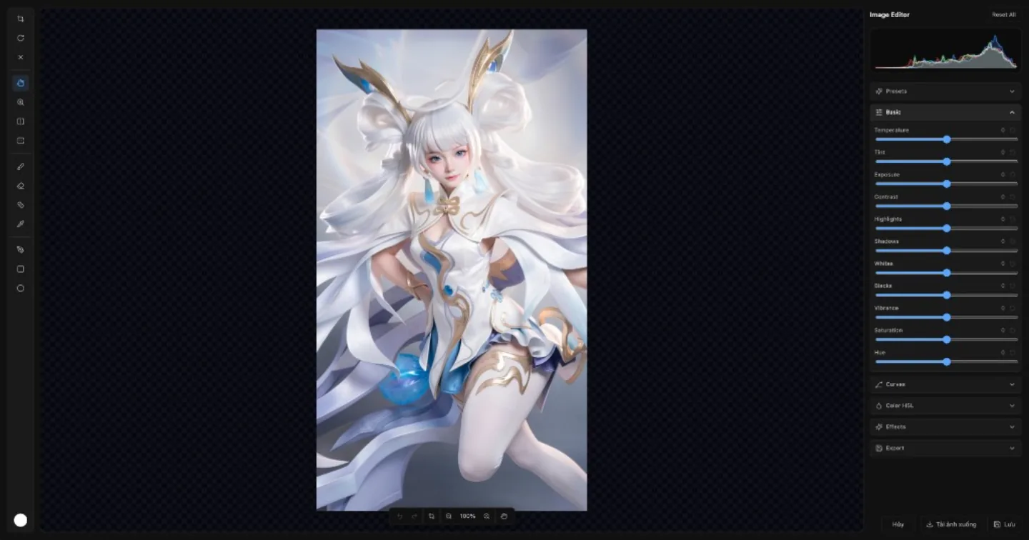 Image Editor và bảng màu